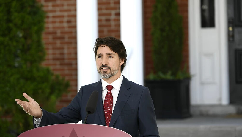 Justin Trudeau, Premierminister von Kanada, spricht während einer Pressekonferenz über die COVID-19-Pandemie vor seinem Wohnhaus Rideau Cottage. Der UN-Sicherheitsrat hat neue nichtständige Mitglieder gewählt. Für Trudeau wurde die Abstimmung zur…