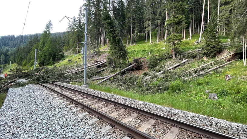 Stillstand: Auch die Albulalinie zwischen Muot und Preda ist wegen umgestürzter Bäume stillgelegt.