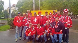 Bündner Truppe in Bratislava: Das Zusammensein kommt für die Fans des EHC Arosa noch vor dem sportlichen Abschneiden des Nationalteams. Pressebild