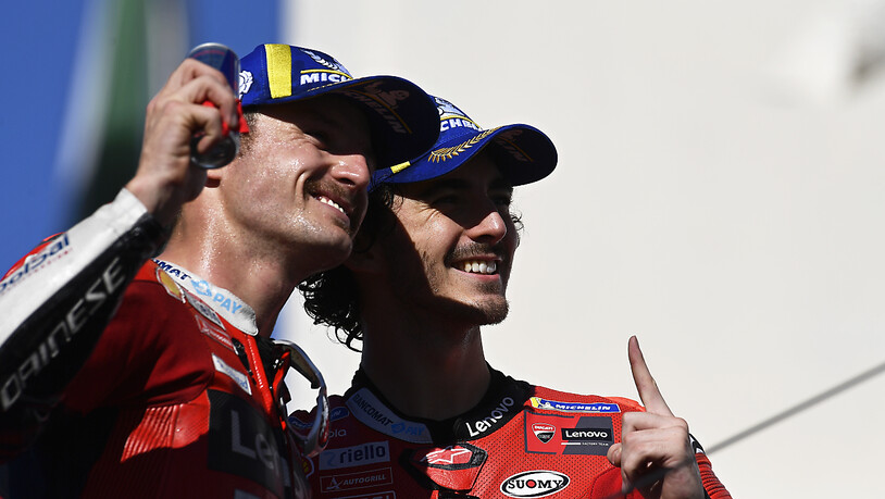 Das Ducati-Werkduo Jack Miller (links) und Francesco Bagnaia hatte in Portugal allen Grund zur Freude