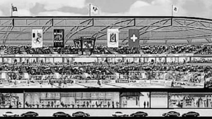 Im Modell im Internet zu bestaunen: Querschnitt der geplanten «Khur Arena» mit 9000 Sitzplätzen.