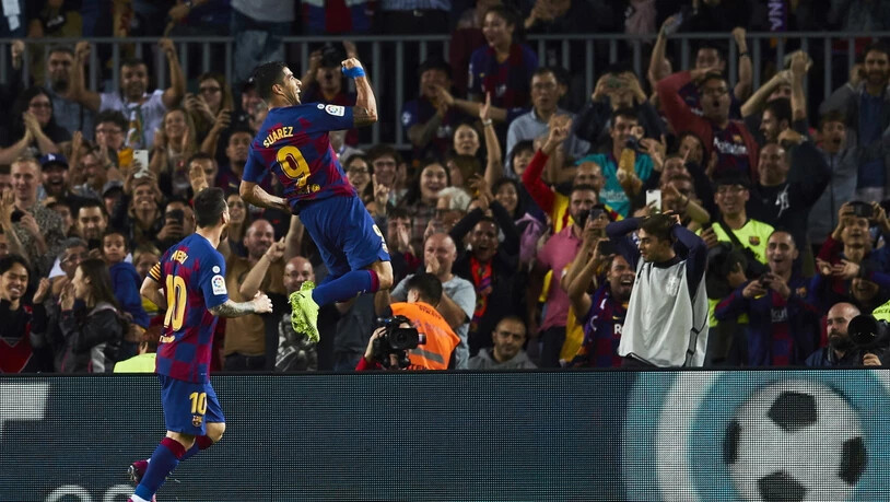 Schönes Tor, schöner Jubel: Luis Suarez leitet Barcelonas glorreiche acht Minuten ein