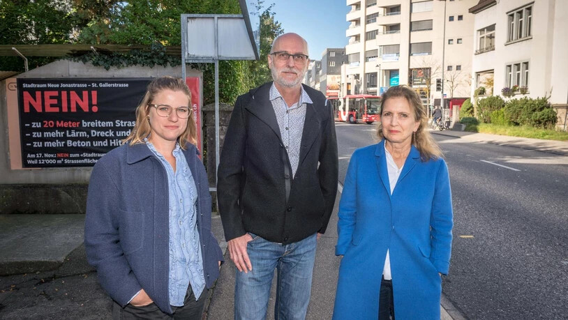 Sagen Nein: Anina Wildhaber-Zuppiger, Marcel Gasser und Christa Gebert (v.l.) überzeugt das «Generationenprojekt» auf der Ost-West-Achse von Rapperswil-Jona nicht.