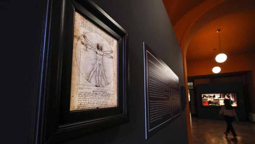 "Der Vitruvianische Mensch" ist eines der berühmtesten Werke von Leonardo da Vinci, dessen Todestag sich 2019 zum 500. Mal jährte. Die Zeichnung zeigt einen Mann mit ausgestreckten Armen und Beinen in zwei überlagerten Positionen. (Archivbild)
