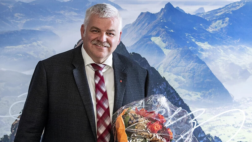Der neue Schwyzer Ständerat Othmar Reichmuth von der CVP nach der gewonnen Wahl.