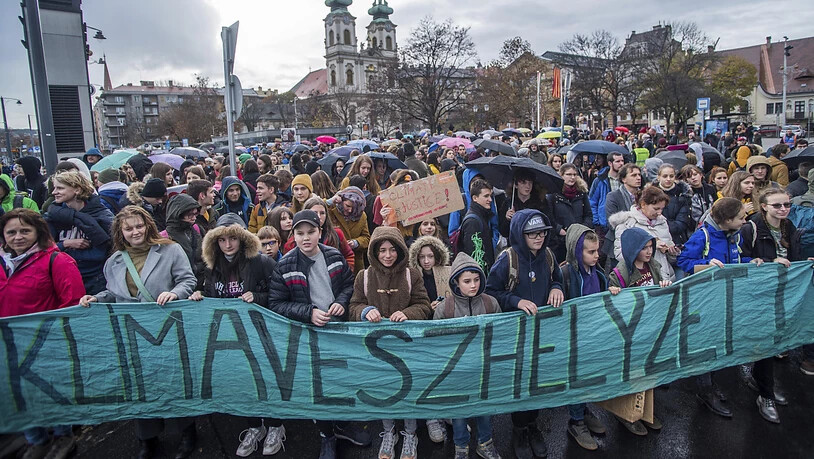 In Budapest folgten ebenfalls viele Menschen dem Protestaufruf der schwedischen Klimaaktivistin Greta Thunberg.
