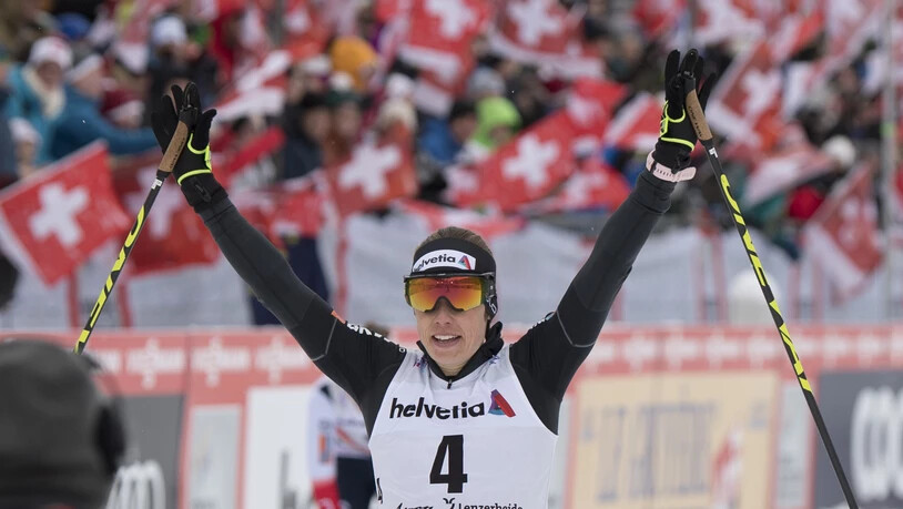 Schöne Erinnerungen: Vor zwei Jahren feierte Laurien van der Graaff vor tausenden Schweizer Fans in Lenzerheide ihren ersten Weltcupsieg