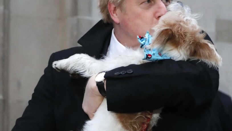 Premierminister Boris Johnson gab seine Stimme zusammen mit seinem Hund Dilyn ab.