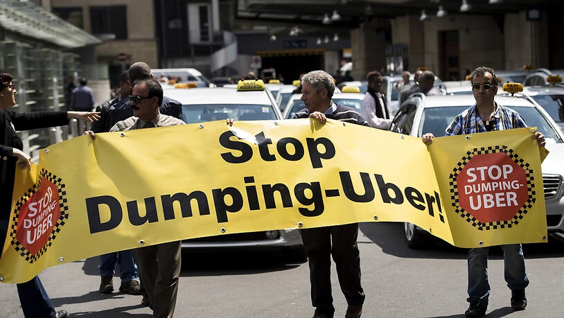 Protest gegen Uber in Lausanne (Bild vom Mai 2016).