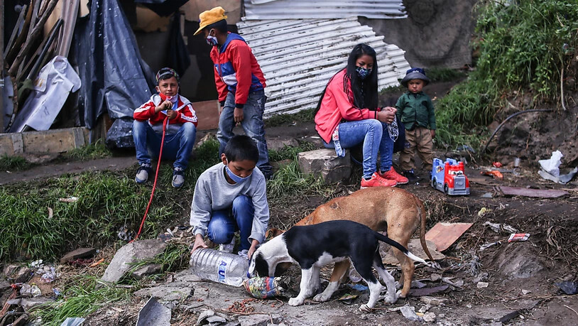 ARCHIV - Ein Junge und zwei Hunde in einem Elendsviertel im kolumbianischen Bogotá. Foto: Camila Diaz/colprensa/dpa