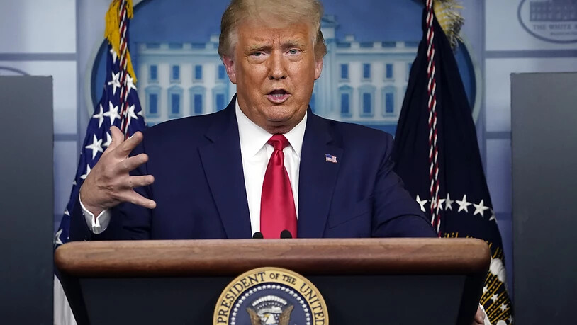 Donald Trump, Präsident der USA, spricht während einer Pressekonferenz im Weißen Haus. Foto: Evan Vucci/AP/dpa