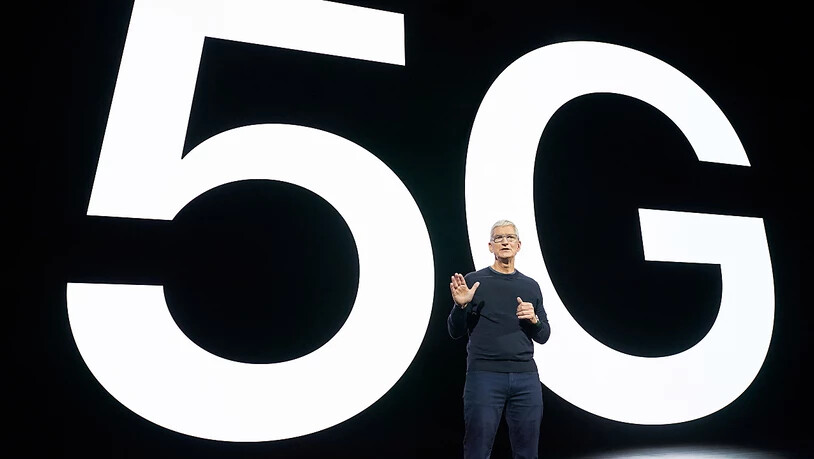 Bereit für 5G: Apple-Chef Tim Cook präsentiert die neuen iPhone-Modelle im kalifornischen Cupertino.