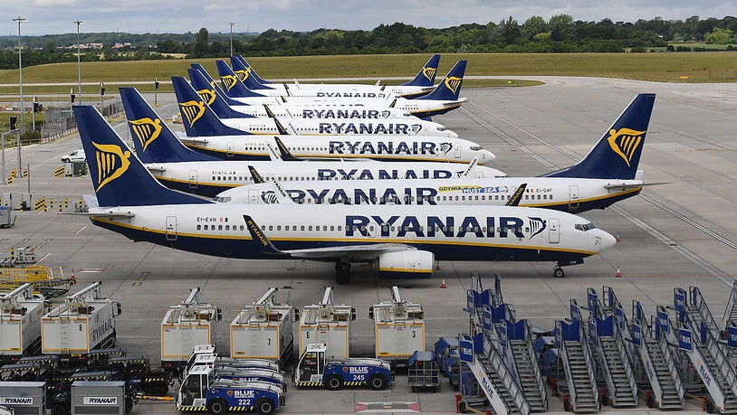 Viele Flugzeuge von Ryanair stehen derzeit vor allem am Boden: der Flughafen Stansted (London) im Juli.