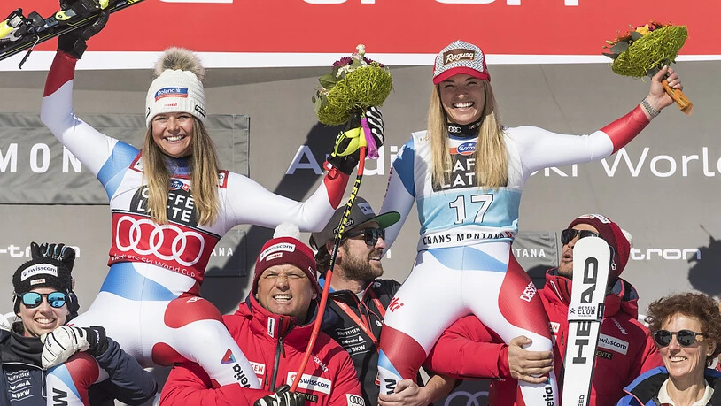 Swiss-Ski in Feierlaune: Kann die Schweizer Delegation auch an der WM in Cortina im Kollektiv - mit Maske und Abstand - Podestplätze bejubeln wie vor einem Jahr im Weltcup in Crans-Montana?