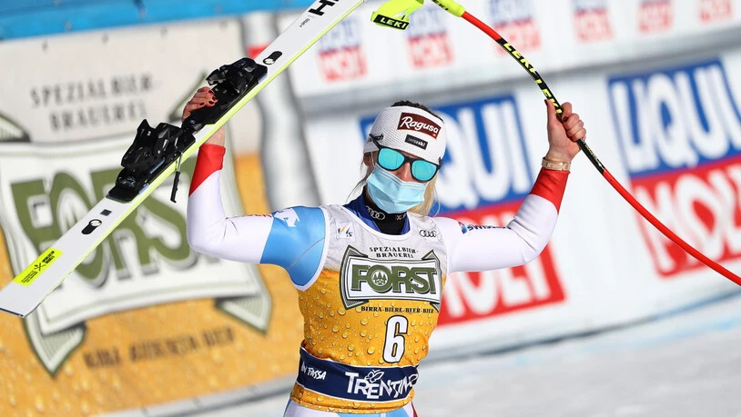 Lara Gut-Behrami reiht Sieg an Sieg: Die 29-jährige Tessinerin doppelt in der zweiten Abfahrt in Val di Fassa gleich nach und baut ihre Führung im Gesamtweltcup deutlich aus