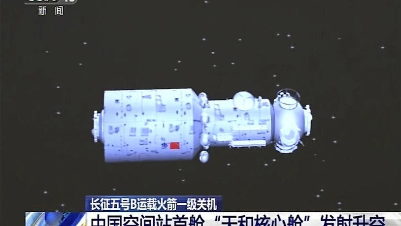 SCREENSHOT - Mit dem Bau einer eigenen Raumstation hat China das bisher größte Vorhaben seines ehrgeizigen Weltraumprogramms begonnen. (Archivbild) Foto: Anonymous/CCTV via AP Video/dpa