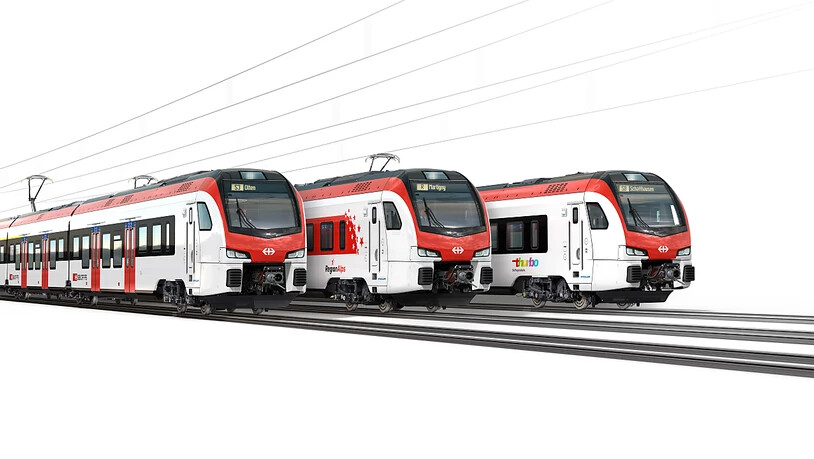 Visualisierung der neuen S-Bahn-Züge der SBB des Typs Flirt. Hergestellt werden die bestellten 286 Fahrzeuge von Stadler Rail in Bussnang TG.