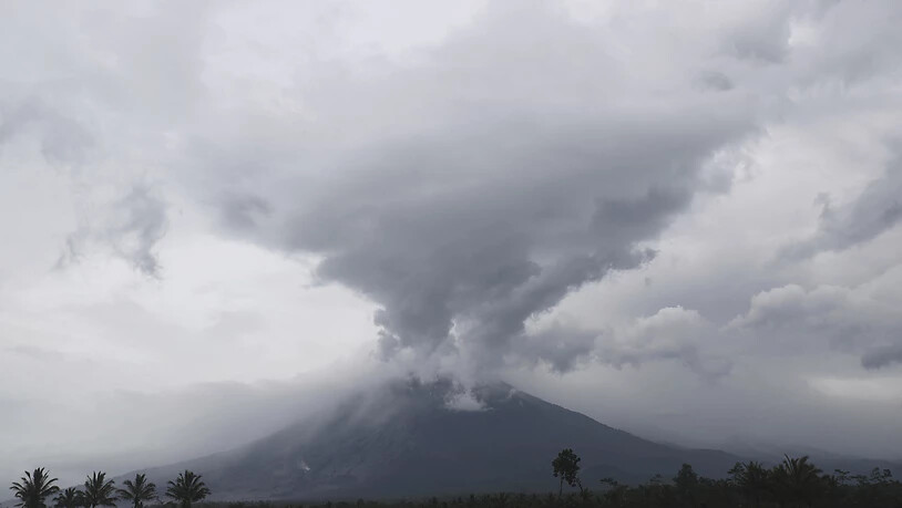 Der höchste Vulkan Indonesiens auf der Insel Java hat bei einem plötzlichen Ausbruch dicke Aschesäulen, brennendes Gas und Lava an seine Hänge gespuckt. Foto: Trisnadi/AP/dpa