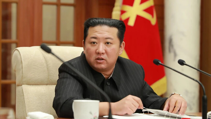 HANDOUT - Nordkoreas Machthaber Kim Jong Un während einer Sitzung des Zentralkomitees der regierenden Arbeiterpartei. Foto: -/KCNA/dpa - ACHTUNG: Nur zur redaktionellen Verwendung im Zusammenhang mit der aktuellen Berichterstattung und nur mit…