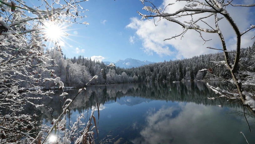 Crestasee, Sonne und Schnee sind bekanntlich ein sehr bewährtes Trio.