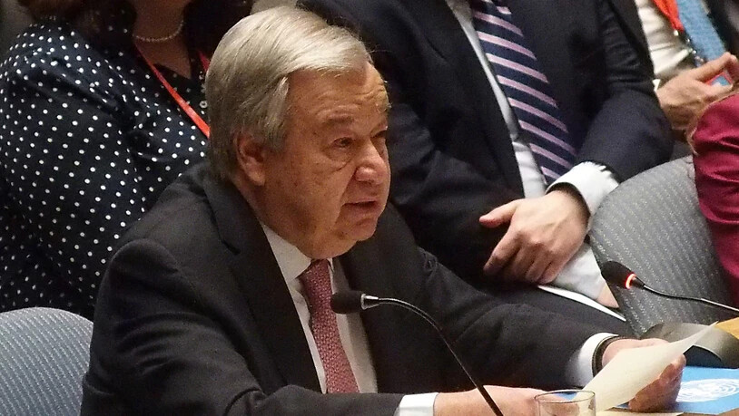 dpatopbilder - Antonio Guterres, Generalsekretär der Vereinten Nationen, spricht vor dem Sicherheitsrat der Vereinten Nationen (UN) während einer Dringlichkeitssitzung im UN-Hauptquartier. Foto: Bruce Cotler/ZUMA Press Wire/dpa