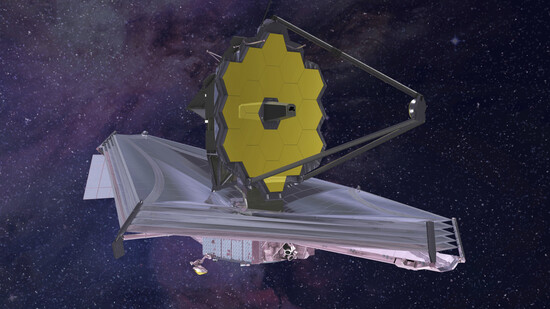 ARCHIV - Rund einen Monat nach dem Start ins All hat das Weltraumteleskop «James Webb» nach Angaben der US-Raumfahrtbehörde Nasa seinen Zielorbit erreicht. Foto: -/Northrop Grumman/Nasa/dpa - ACHTUNG: Nur zur redaktionellen Verwendung und nur mit…